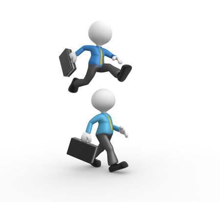 3d people - man, person jumping over someone else の写真素材