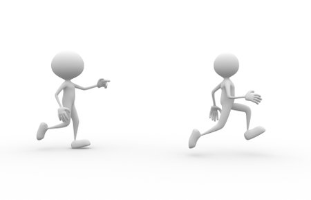 3d people - man, person running. I'll catch you! 