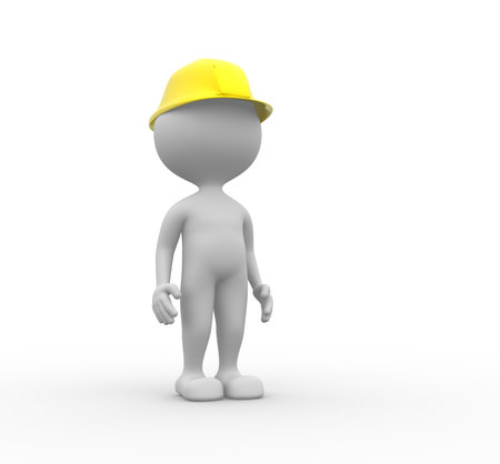 3d people - men, person with hardhat. Engineerの写真素材