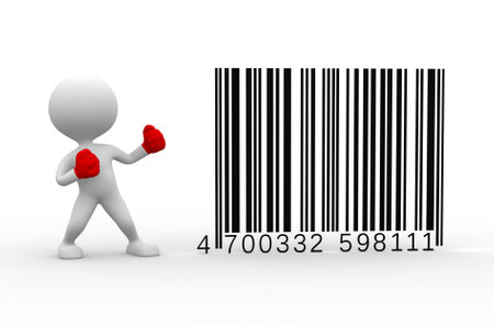 3d people - man, person - boxing barcodes concept.の写真素材