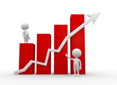 3d people - men, person with a graph financialの写真素材