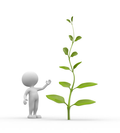 3d people - man, person with plantの写真素材