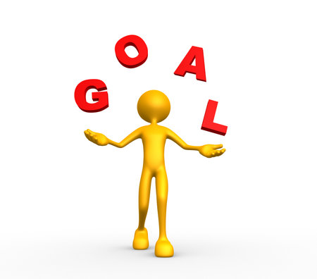 3d people - men, person juggles with word "Goal" の写真素材