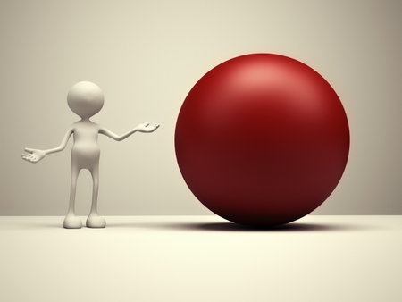 3d people - man, person and red sphere.の写真素材
