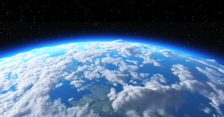 The planet earth in space on black background. This is a 3d render illustration