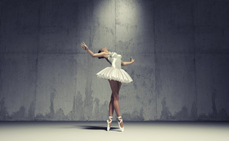 Young and beautiful ballerina with white tutu. This is a 3d render illustration.の写真素材