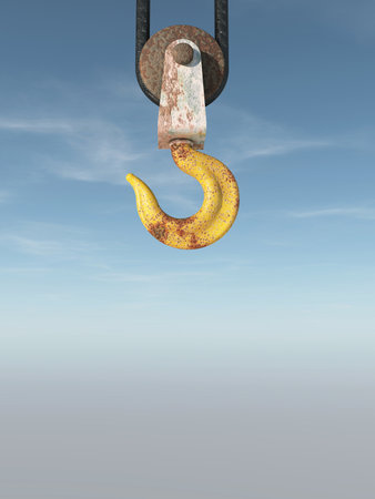 Crane hook on blue background. This is a 3d render illustration