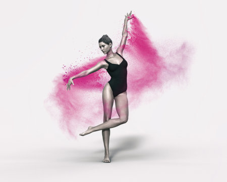 Young and beautiful gymnast. This is a 3d render illustration.の写真素材