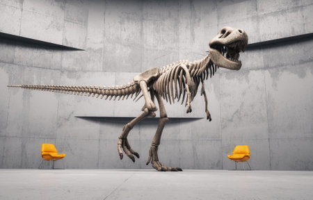 T rex dinosaur skeleton. This is a 3d render illustration