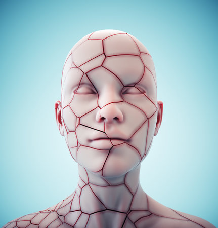 Cracked human head. This is a 3d render illustrationの写真素材