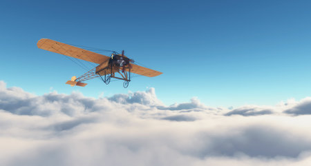 3D model of an old vintage airplane. This is a 3d render ilustration