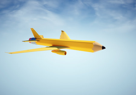 Pencil as an airplane. Creative start up and work in progress concept. This is a 3d render...