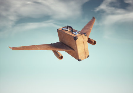Baggage as a plane. This is a 3d render illustration.