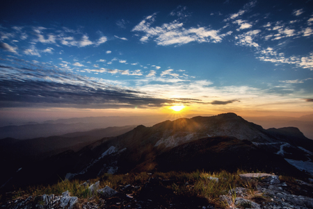 View on the sea from Apuan alps, italian mountainsの写真素材