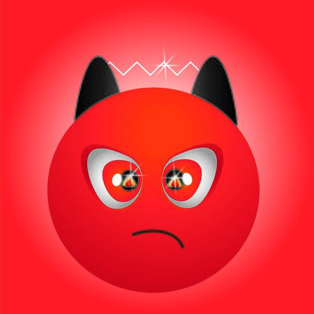 very angry imp smile whith red eyesのイラスト素材