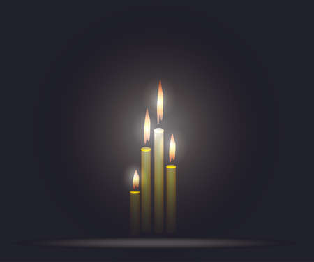 abstract illustration funeral candles on a dark backgroundのイラスト素材