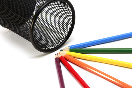 Pencils with a glassの写真素材
