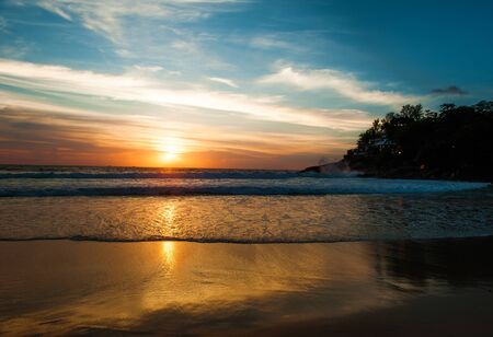 Thailand sunset on kata Noi beachの写真素材