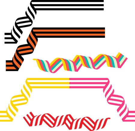Colorful ribbons, wave ribbons, ribbons set, vector.のイラスト素材