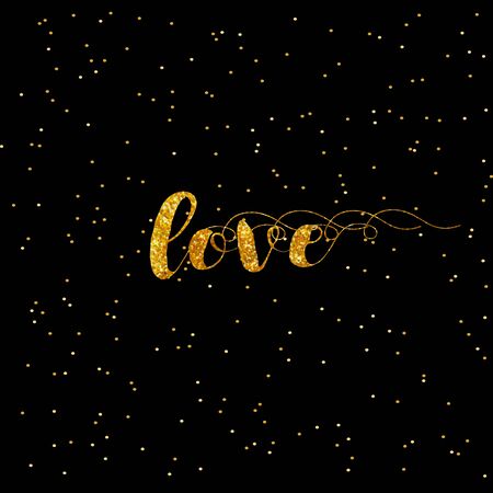 Heart Love gold glitter background.のイラスト素材