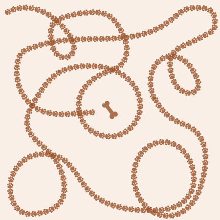 Trace of dog leading to dog bonesのイラスト素材