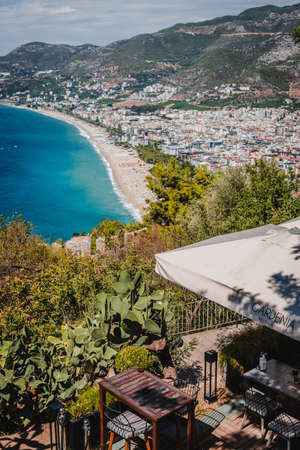 view of Alanya, sea beach in Alanya, Turkeyの写真素材