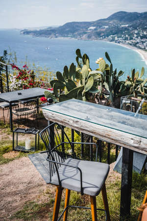 view of Alanya, sea beach in Alanya, Turkeyの写真素材