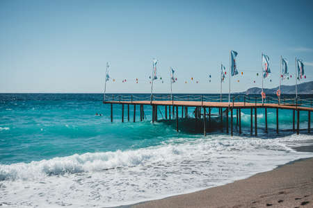 view of Alanya, sea beach in Alanya, Turkeyの写真素材