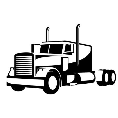 Black and White Heavy Truck Illustrationのイラスト素材