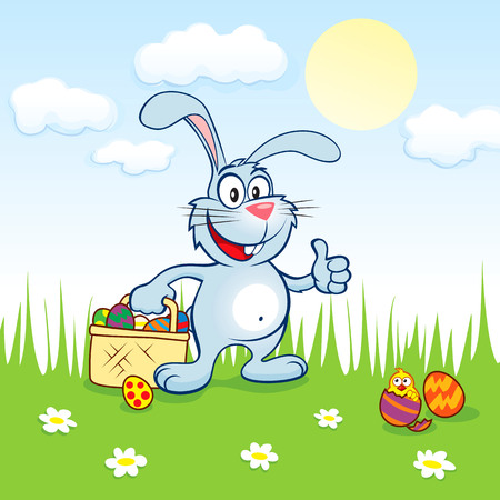 Easter Blue Bunny vector illustrationのイラスト素材