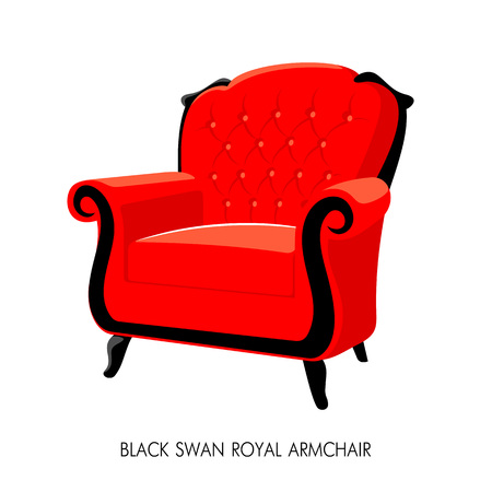 Black Swan Royal armchair. French Baroque furniture. Rococo armchair vector illustration isolated on whiteのイラスト素材