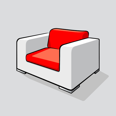 White red modern armchairのイラスト素材