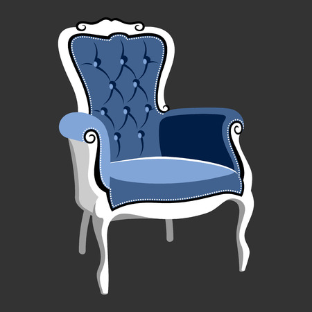 Riverside Baroque Royal armchair. Classic French furniture. Rococo armchair vector illustration isolated on grayのイラスト素材