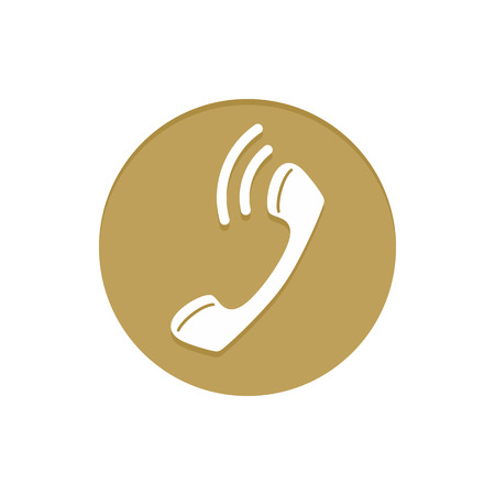 Gold Vector Icon Calling Phone. Golden web icons collection item. Icon symbo vector illustrationのイラスト素材