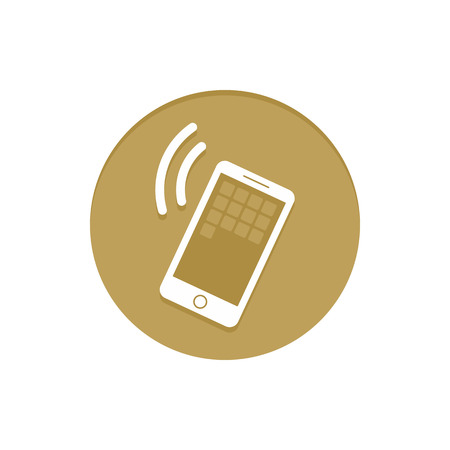 Gold Vector Icon Calling Smartphone. Golden web icons collection item. Icon symbo vector illustrationのイラスト素材