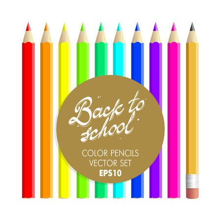 Back to School Color Pencils Vector illustration Setのイラスト素材