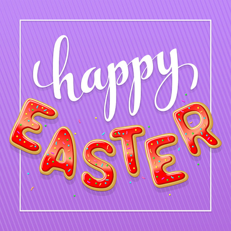 Happy Easter holiday gingerbread letteringのイラスト素材