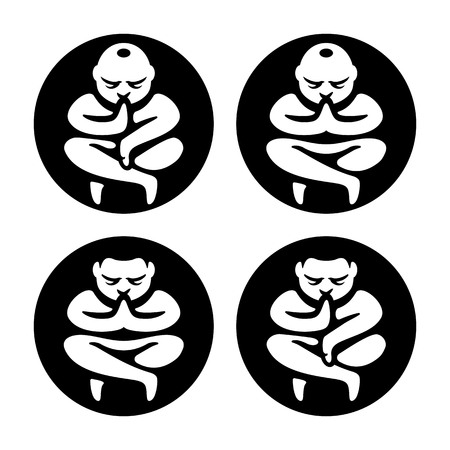 Yoga zen meditation icon set.のイラスト素材
