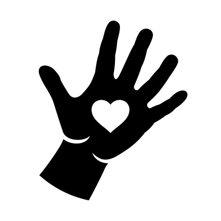 Hand with heart logo illustrationのイラスト素材