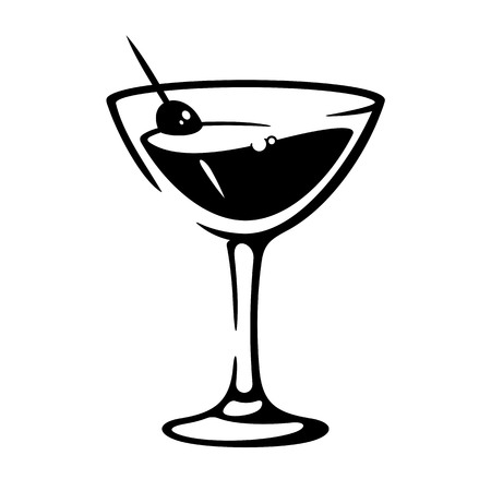 Martini vermouth goblet with oliveのイラスト素材
