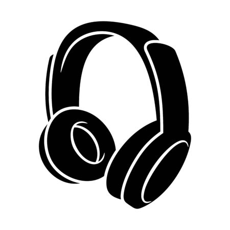 Headphone black icon isolated on white vector illustrationのイラスト素材