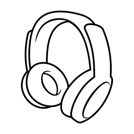 Headphone lineart black flat web mobile icon. Isolated on white vector illustrationのイラスト素材