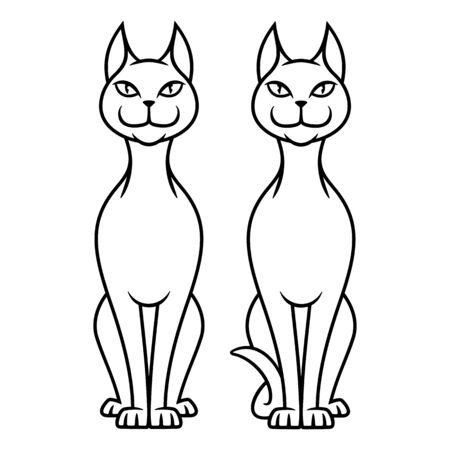 Sphinx cat black white line artのイラスト素材