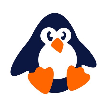 Cute sitting penguin cartoon flat design vector illustrationのイラスト素材