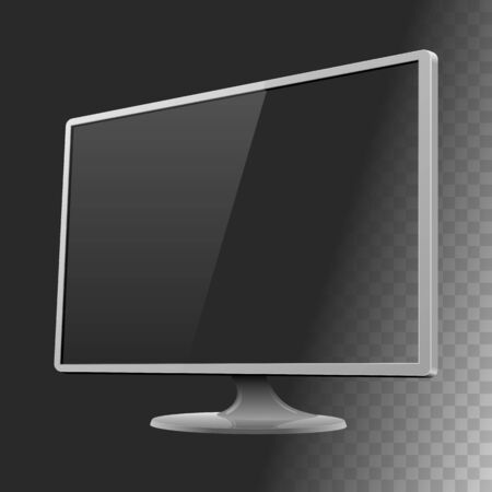 Silver display monitor mockup screen reflect vector illustrationのイラスト素材
