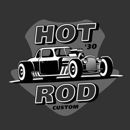 Retro Hot Rod Custom emblem logo vector illustrationのイラスト素材