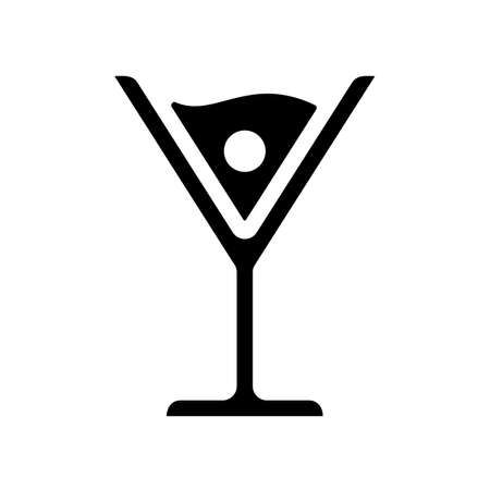 Cocktail martini cosmopolitan olive cherry black icon vectorのイラスト素材