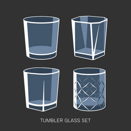 Empty tumbler glass set whisky cognac vector illustrationのイラスト素材