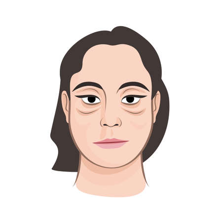 Swollen woman face portrait make-up cosmetic vector illustrationのイラスト素材