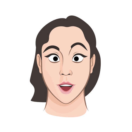 Surprised beautiful woman face portrait vector illustration make-upのイラスト素材
